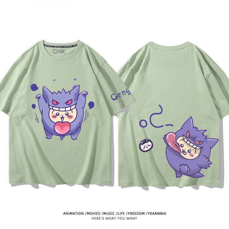 Chiikawa X 寶可夢 2026親子情侶男女同款 印花短袖T恤
