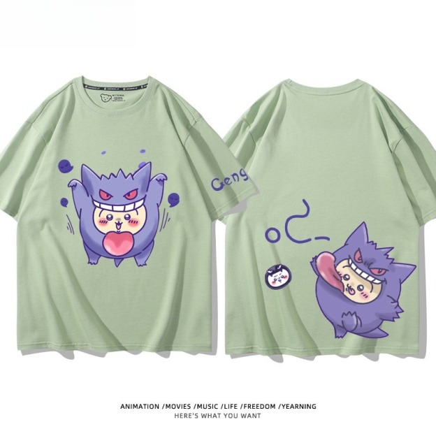 Chiikawa X 寶可夢 2026親子情侶男女同款 印花短袖T恤