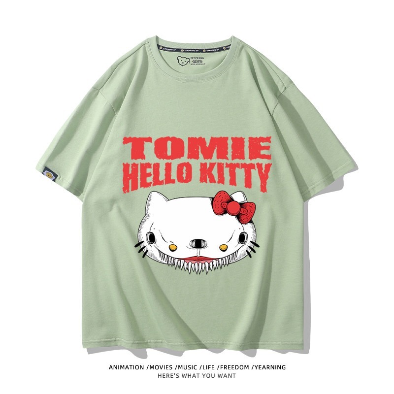 伊藤潤二X三麗鷗富江Hello kitty周邊 印花短袖T恤