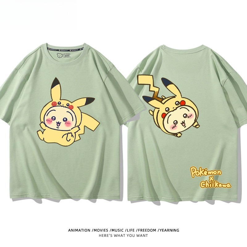 Chiikawa X 寶可夢 2026親子情侶男女同款 印花短袖T恤