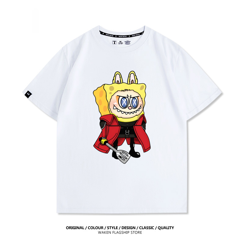 LabubuX海綿寶寶 印花T恤-GOODTOYSTUDIO