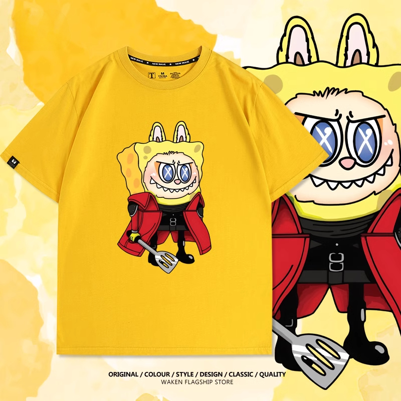 LabubuX海綿寶寶 印花T恤-GOODTOYSTUDIO