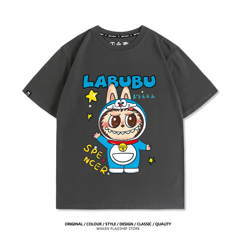 LabubuX哆啦A夢 印花T恤-GOODTOYSTUDIO