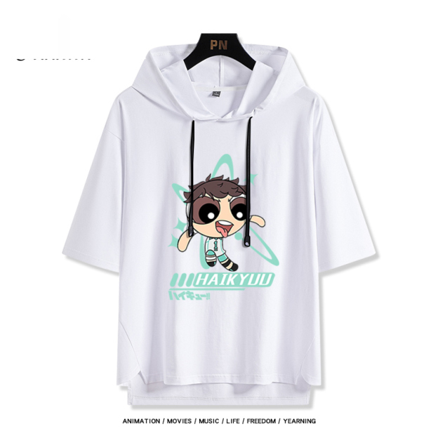 排球少年x飛天小女警 連帽短袖T恤-GOODTOYSTUDIO