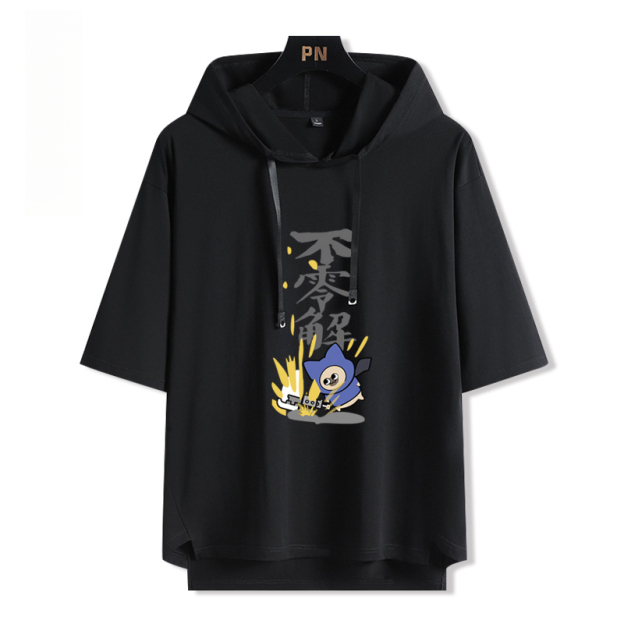 魔物獵人呆貓艾露貓搞怪  連帽短袖T恤