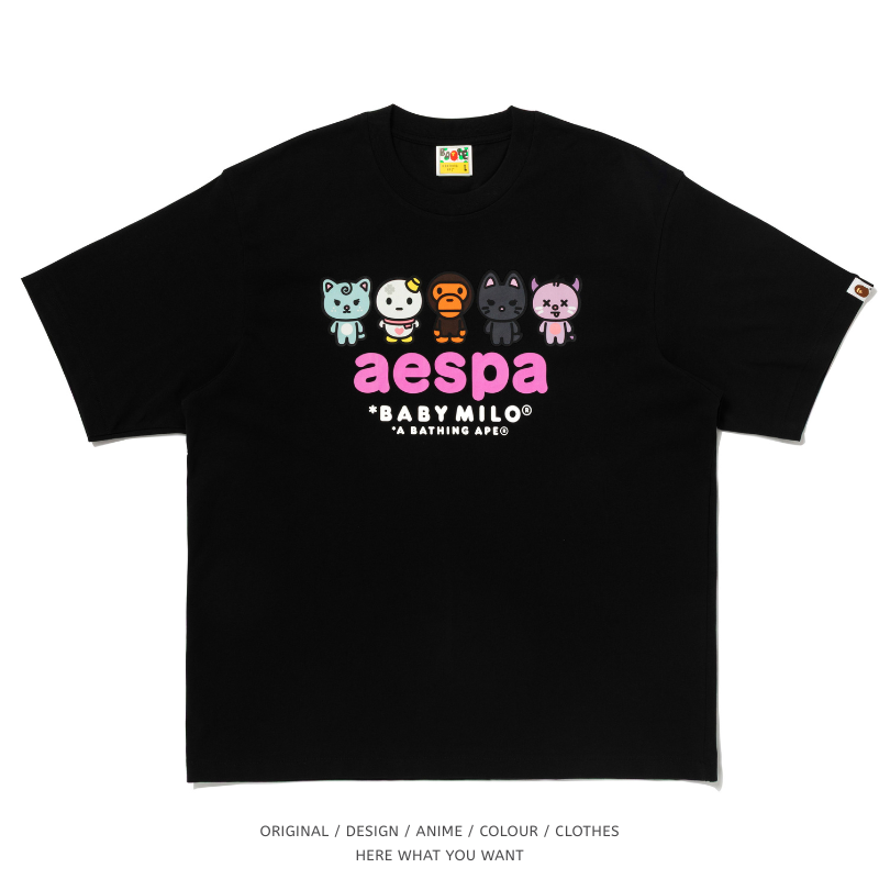 BAPE X AESPA 聯名風格短袖T恤｜純棉潮流上衣 KPOP韓團粉絲周邊