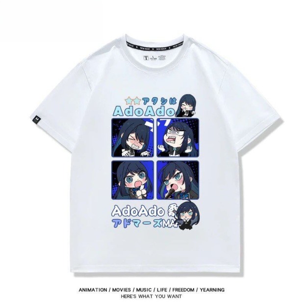 Ado歌手 2026親子情侶男女同款 印花短袖T恤
