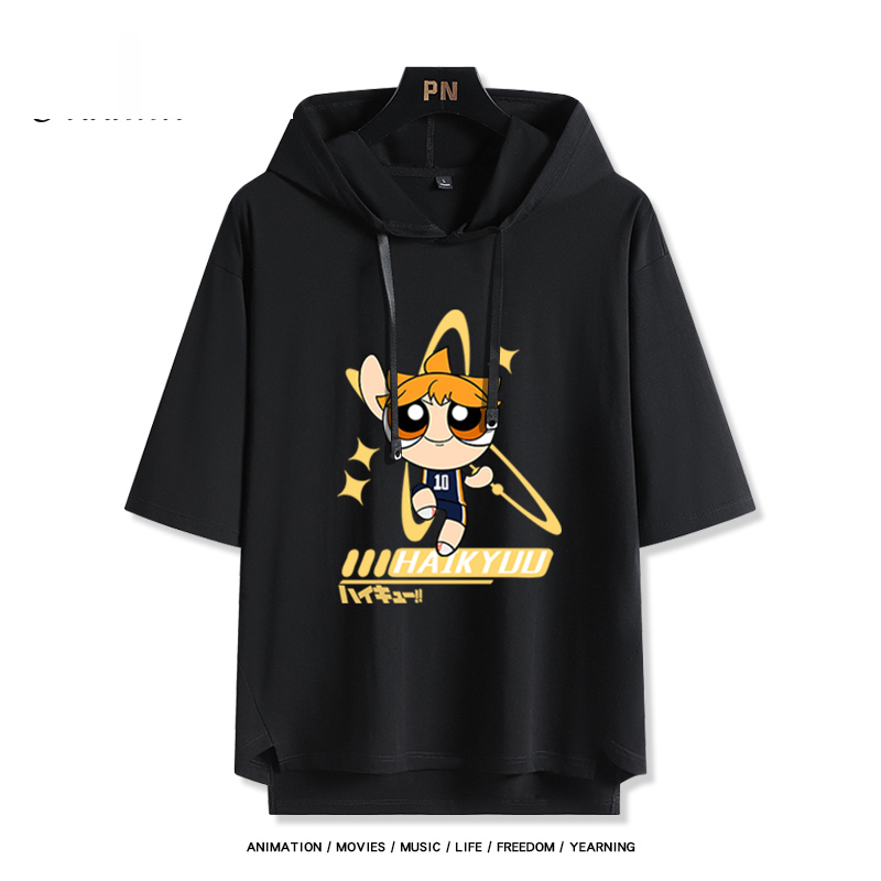 排球少年x飛天小女警 連帽短袖T恤-GOODTOYSTUDIO