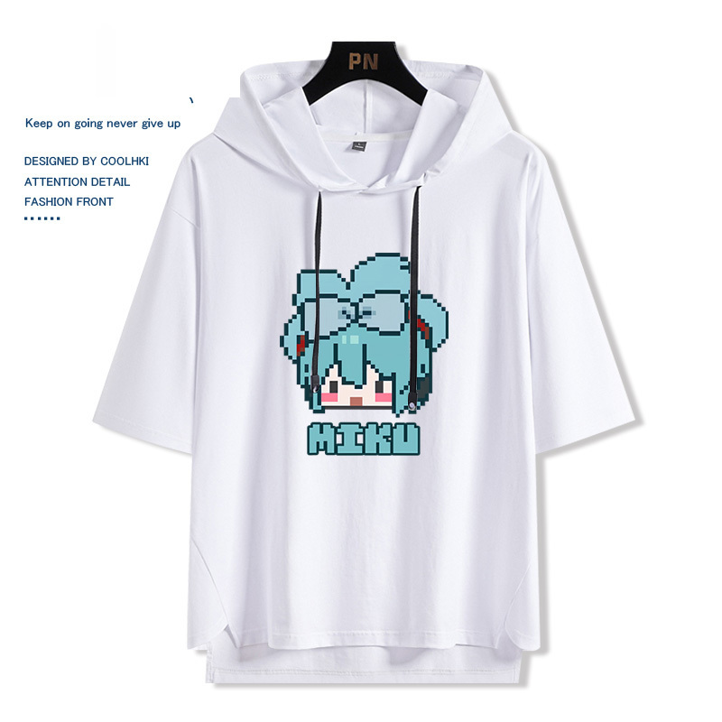 初音動漫未來miku 連帽短袖t恤