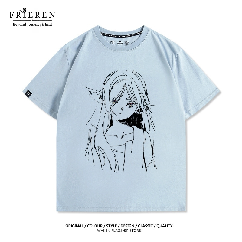 芙莉蓮動漫線條印花短袖T恤