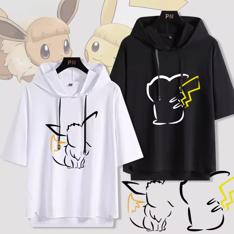 皮卡丘 連帽短袖T恤-GOODTOYSTUDIO