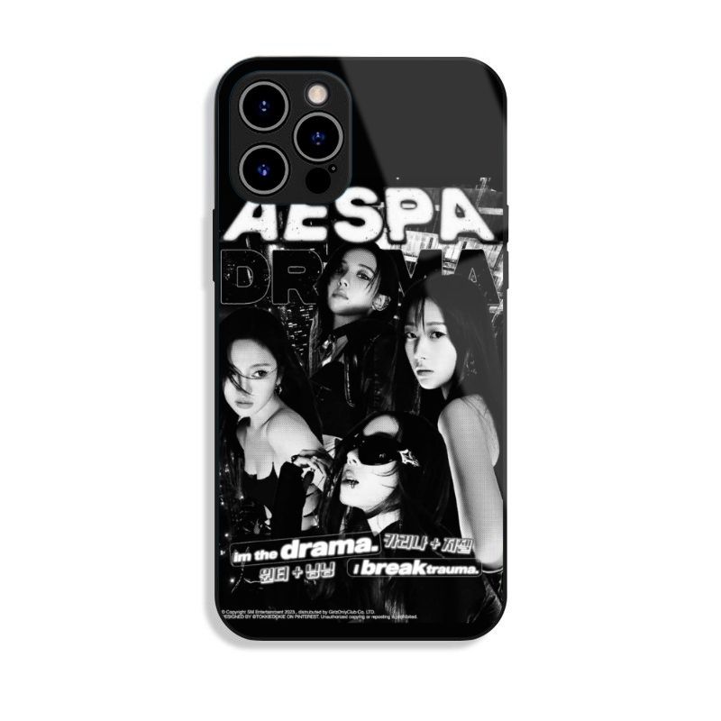 Aespa 高清鋼化玻璃手機殼