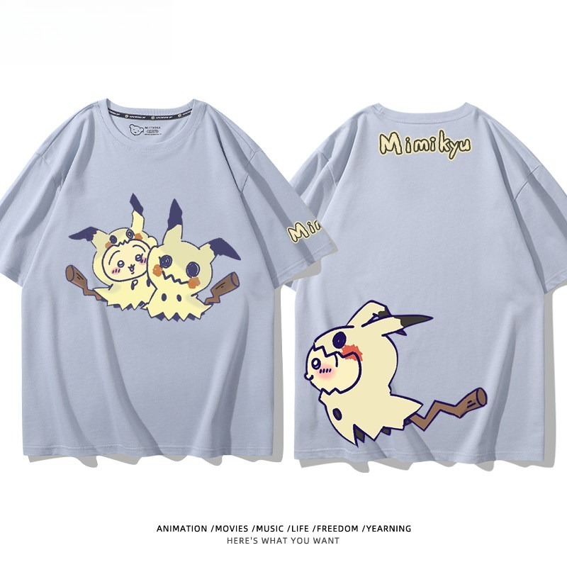 Chiikawa X 寶可夢 2026親子情侶男女同款 印花短袖T恤