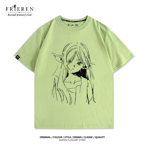 芙莉蓮動漫線條印花短袖T恤