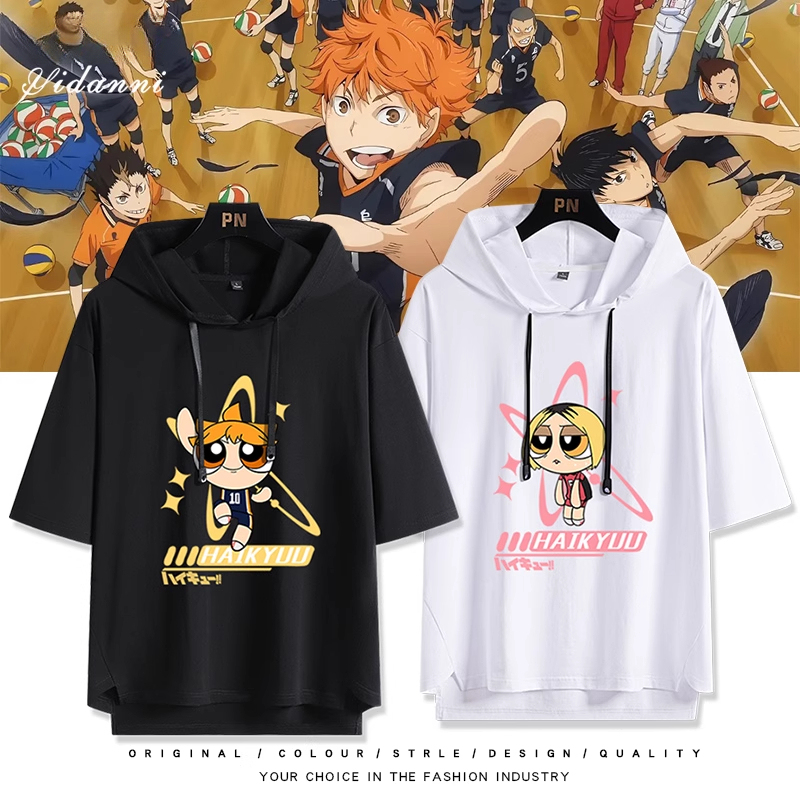 排球少年x飛天小女警 連帽短袖T恤-GOODTOYSTUDIO