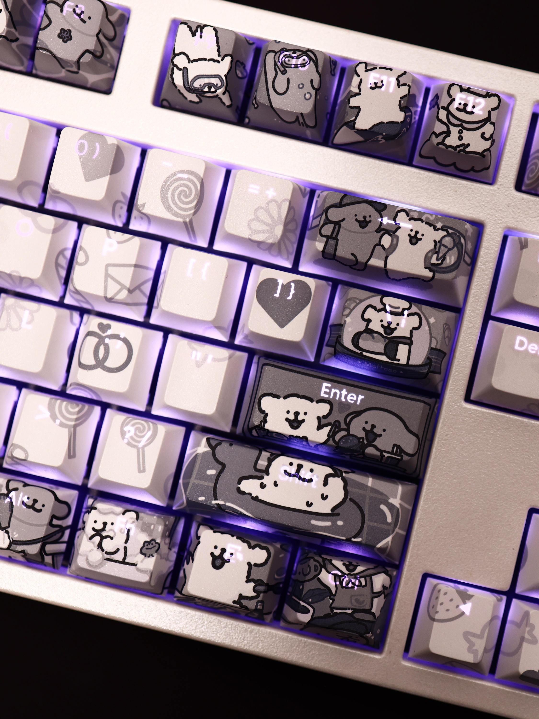 線條小狗透光RGB108鍵標準配列衛星軸鍵帽