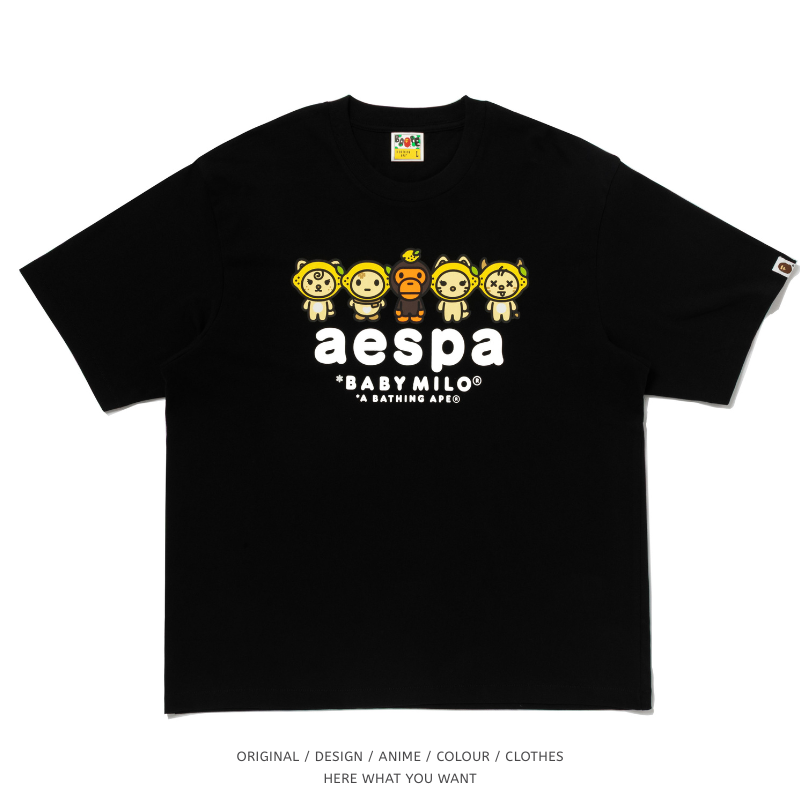 BAPE X AESPA 聯名風格短袖T恤｜純棉潮流上衣 KPOP韓團粉絲周邊