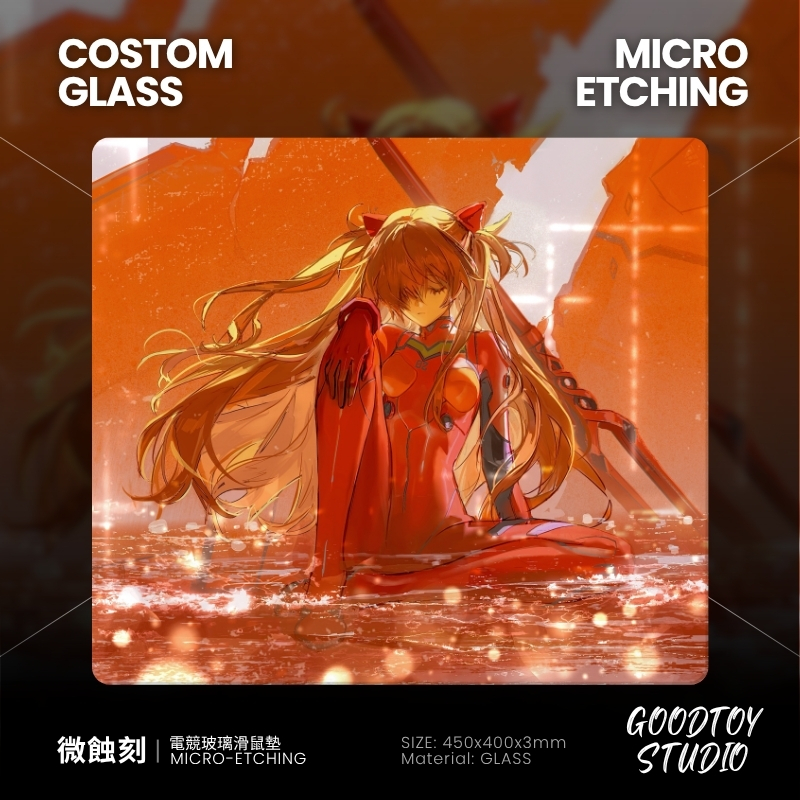 EVA 明日香 Orange 鋼化玻璃滑鼠墊