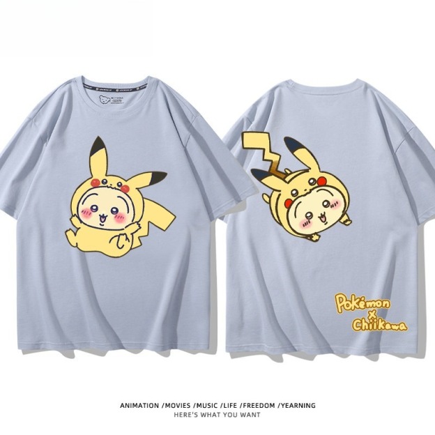Chiikawa X 寶可夢 2026親子情侶男女同款 印花短袖T恤