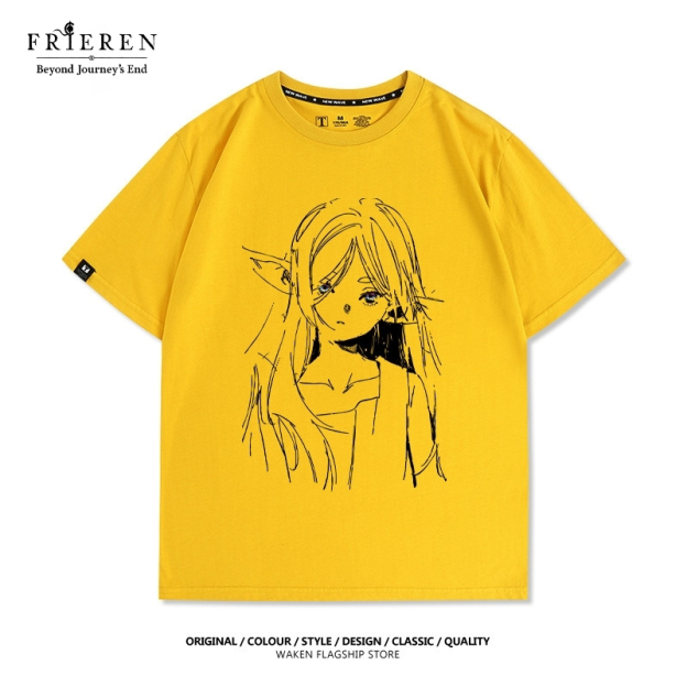 芙莉蓮動漫線條印花短袖T恤