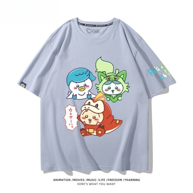 Chiikawa X 寶可夢 2026親子情侶男女同款 印花短袖T恤