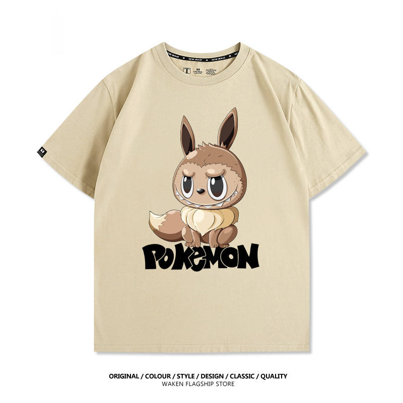 LabubuX寶可夢 印花T恤