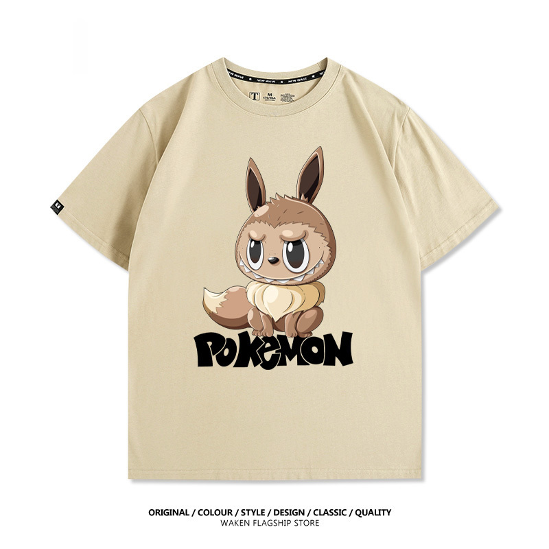 LabubuX寶可夢 印花T恤