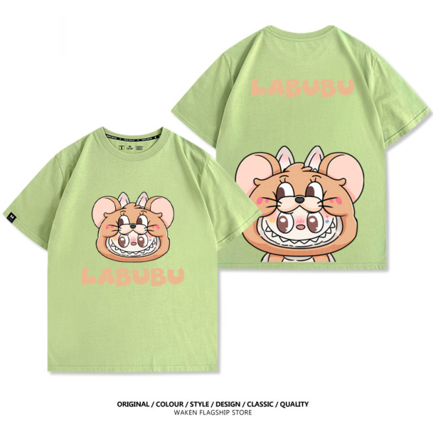 LabubuX湯姆貓與傑利鼠 印花T恤-GOODTOYSTUDIO