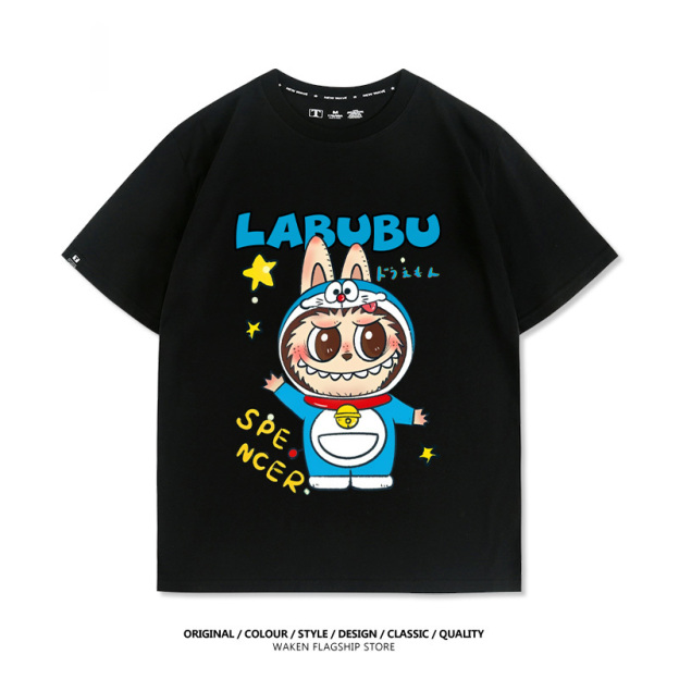 LabubuX哆啦A夢 印花T恤-GOODTOYSTUDIO