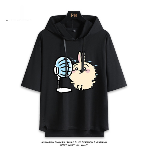 烏薩奇小八吹風扇吉伊卡哇 連帽短袖T恤-GOODTOYSTUDIO