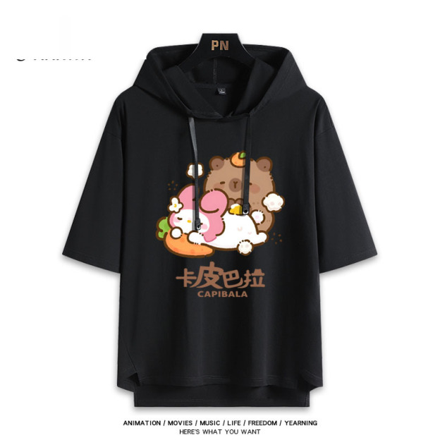 卡皮巴拉聯名三麗鷗  連帽短袖T恤-GOODTOYSTUDIO