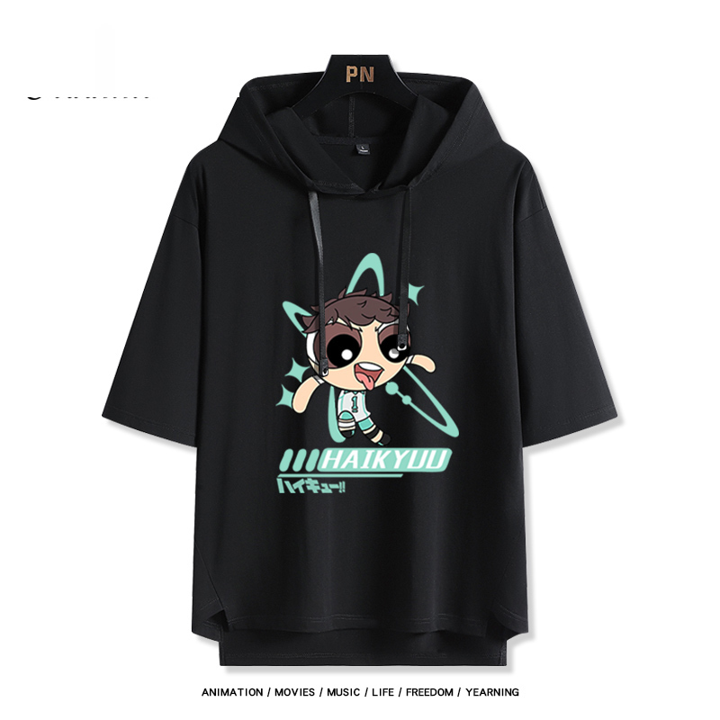 排球少年x飛天小女警 連帽短袖T恤-GOODTOYSTUDIO