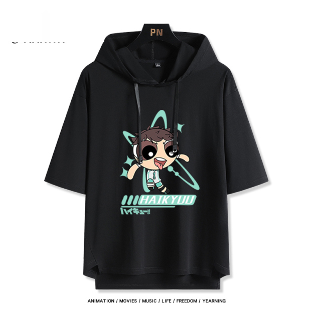 排球少年x飛天小女警 連帽短袖T恤-GOODTOYSTUDIO