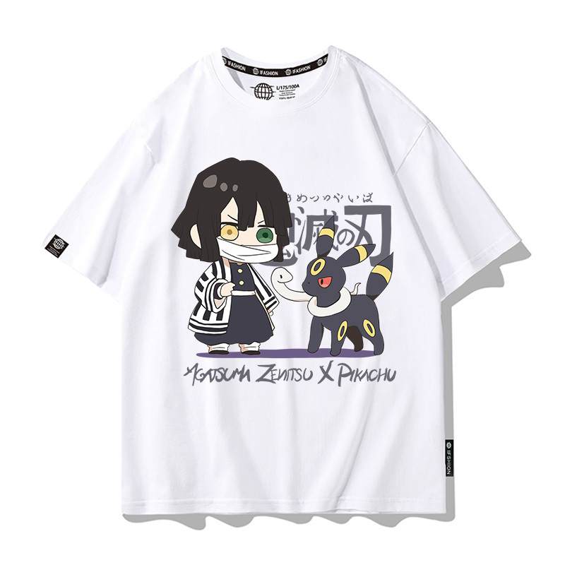 鬼滅之刃x精靈寶可夢 2025情侶男親子女同款 印花短袖T恤