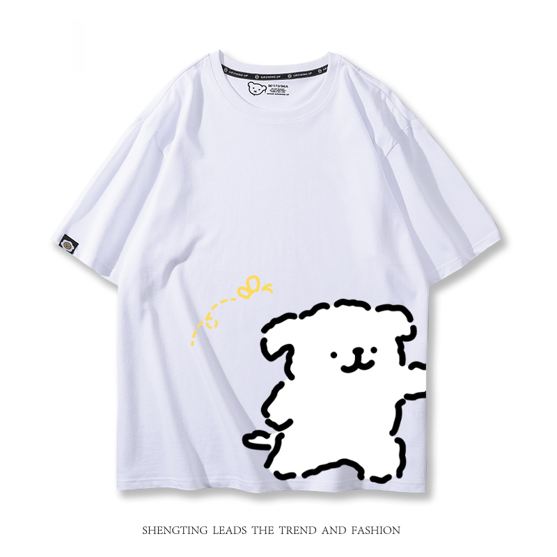 線條小狗 2025親子情侶 印花短袖T恤