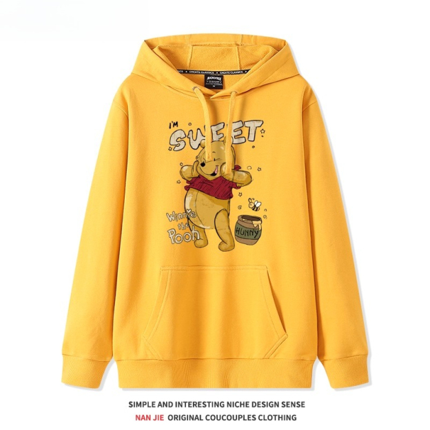 美式復古小熊維尼 聯名衛衣2025秋冬新款 親子情侶裝連帽衛衣