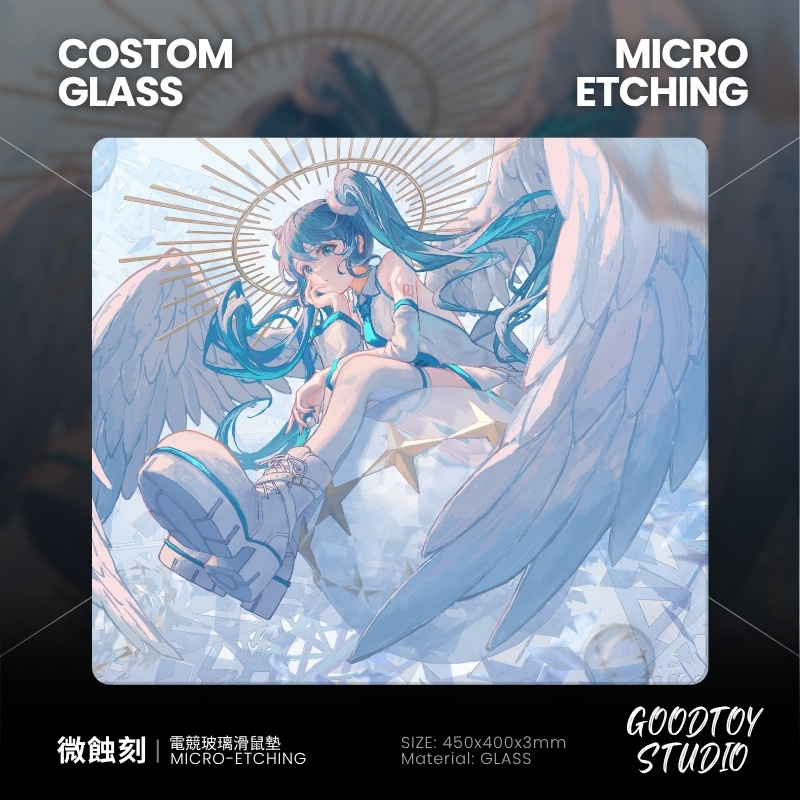 Angel Miku 天使初音鋼化玻璃滑鼠墊