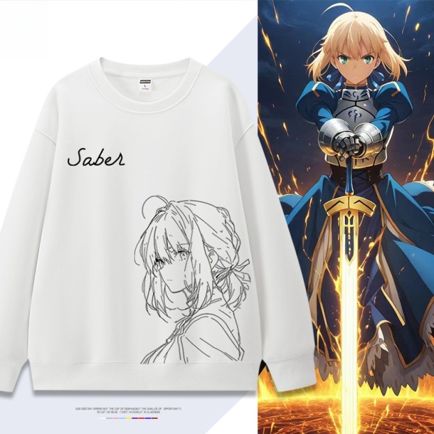 FGO呆毛fate吾王Saber 聯名親子情侶裝 圓領長袖