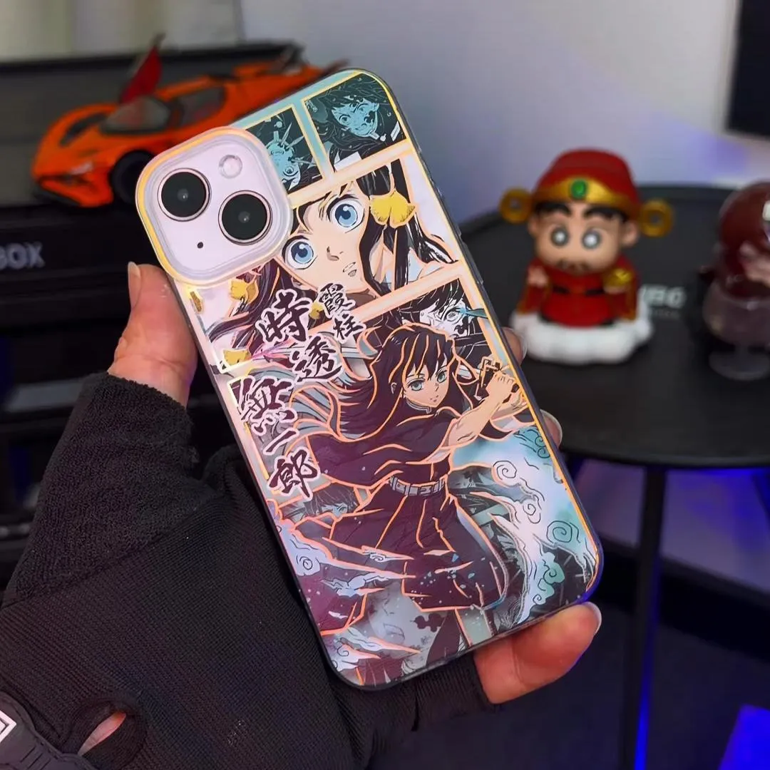 鬼滅之刃 極光/彩銀 線條漸變防摔手機殼-GOODTOYSTUDIO