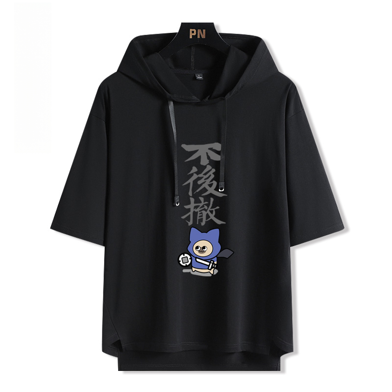 魔物獵人呆貓艾露貓搞怪  連帽短袖T恤