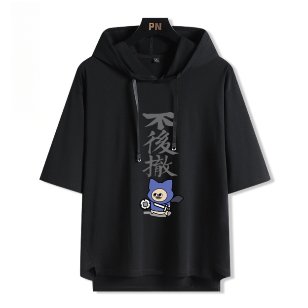 魔物獵人呆貓艾露貓搞怪  連帽短袖T恤