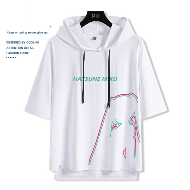 初音動漫未來miku 連帽短袖t恤