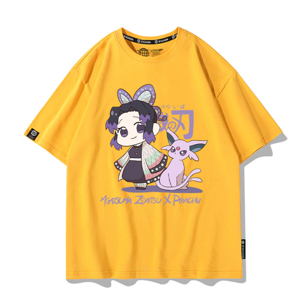 鬼滅之刃x精靈寶可夢 2025情侶男親子女同款 印花短袖T恤