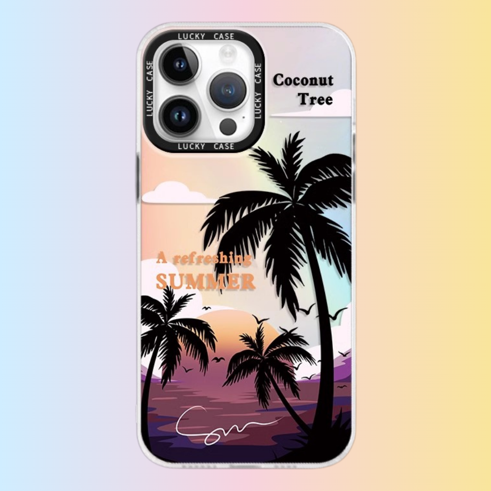 夏日椰樹極光鐳射防摔手機殼-GOODTOYSTUDIO