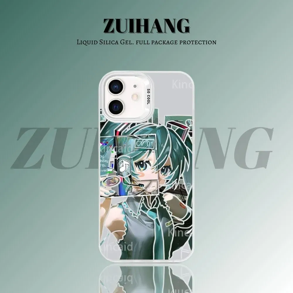 初音未來 極光/彩銀 線條漸變防摔手機殼-GOODTOYSTUDIO