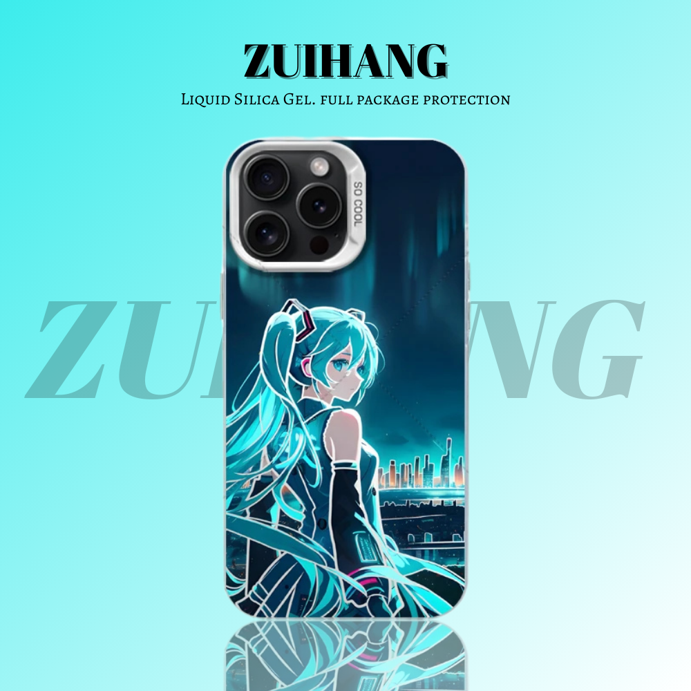 初音未來 極光/彩銀 線條漸變防摔手機殼-GOODTOYSTUDIO