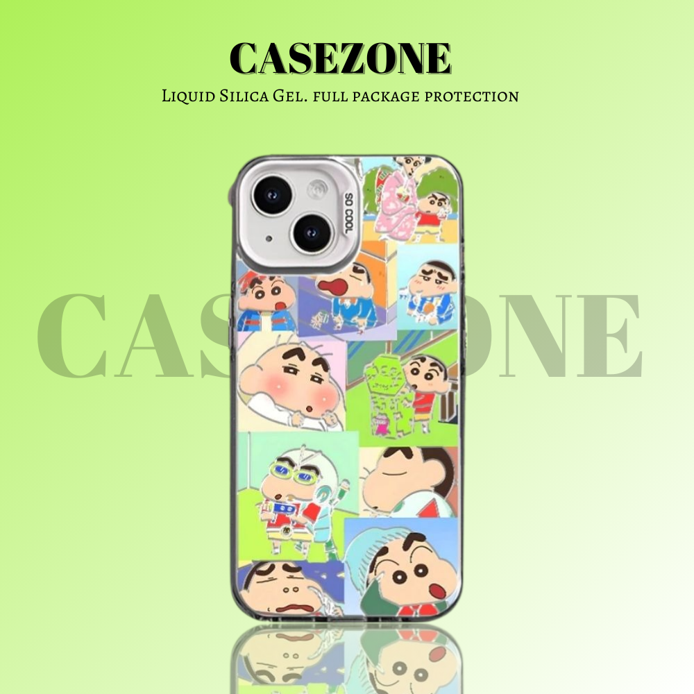 蠟筆小新彩銀防摔手機殼-CASEZONE