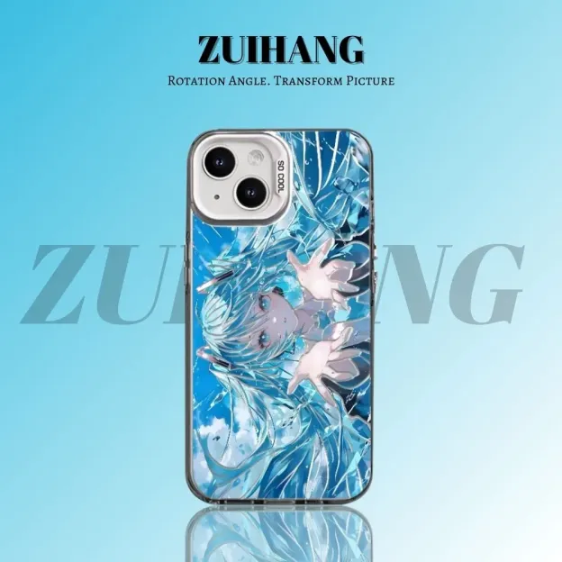 初音未來 極光/彩銀 線條漸變防摔手機殼-GOODTOYSTUDIO