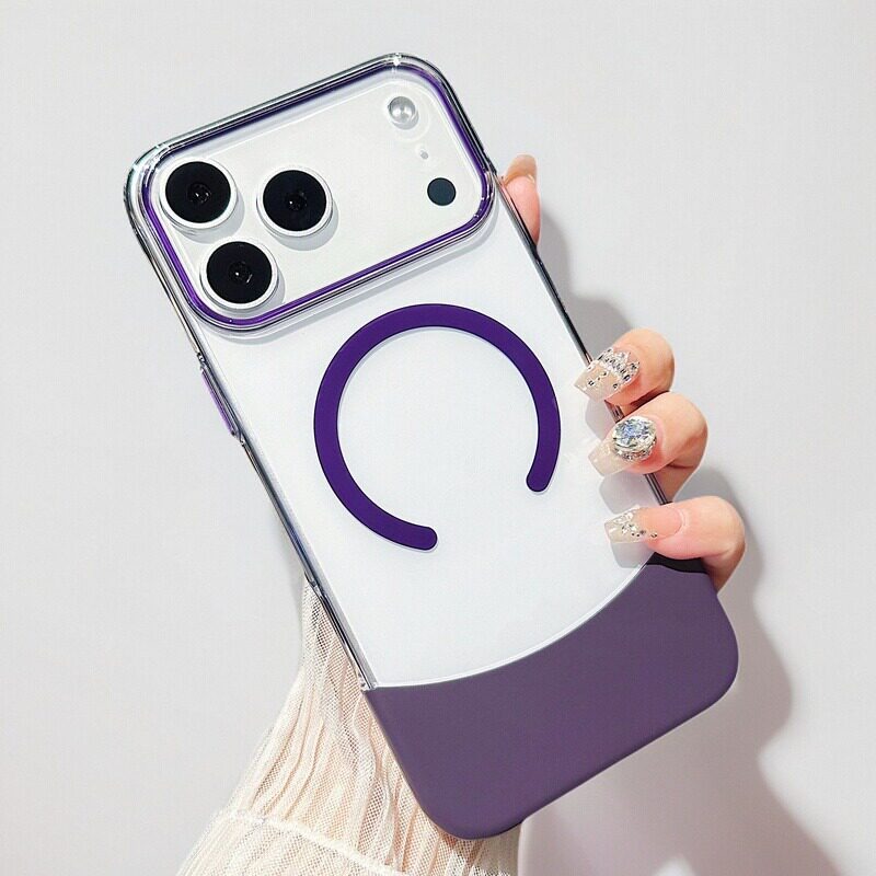 IPhone系列 高級感轻薄拼接透明Magsafe磁吸防摔手機殼