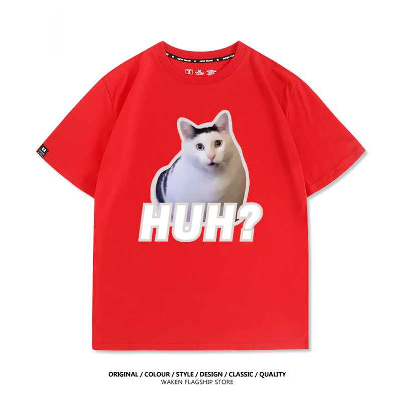 HUH貓咪表情包 印花T恤-GOODTOYSTUDIO